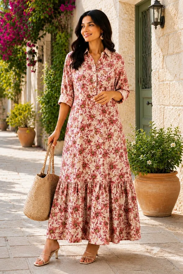 Red_Floral_Print_Long_Dress_For_Women