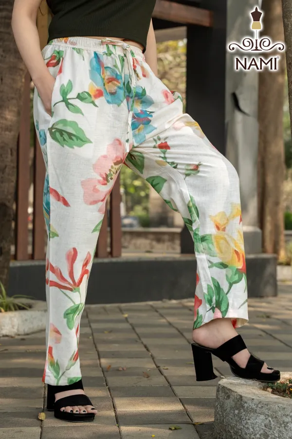 White_Floral_Print_Cotton_Pants