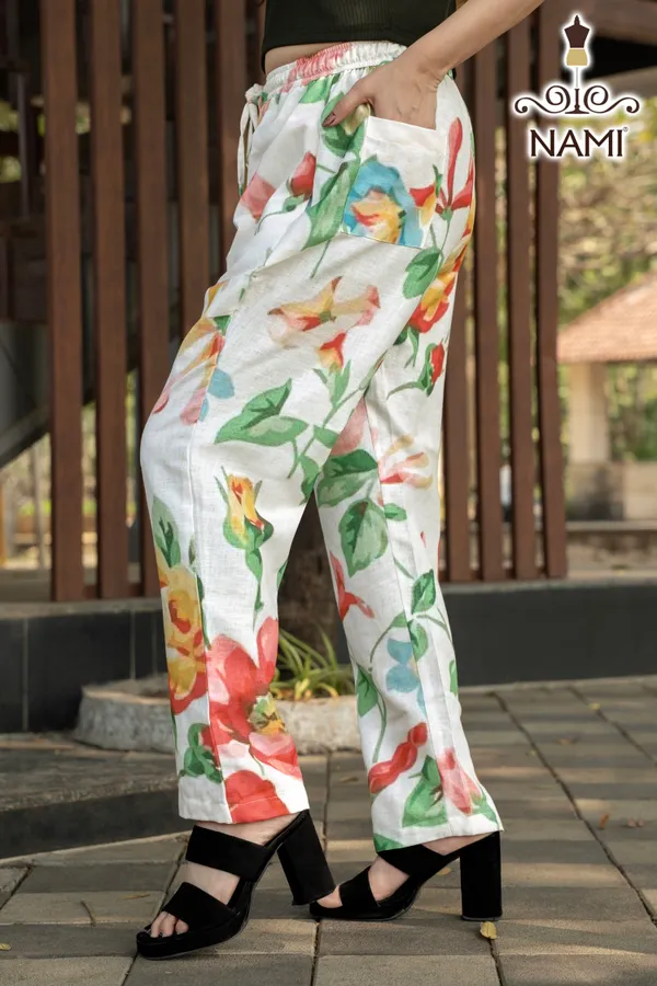 White_Floral_Print_Cotton_Pants