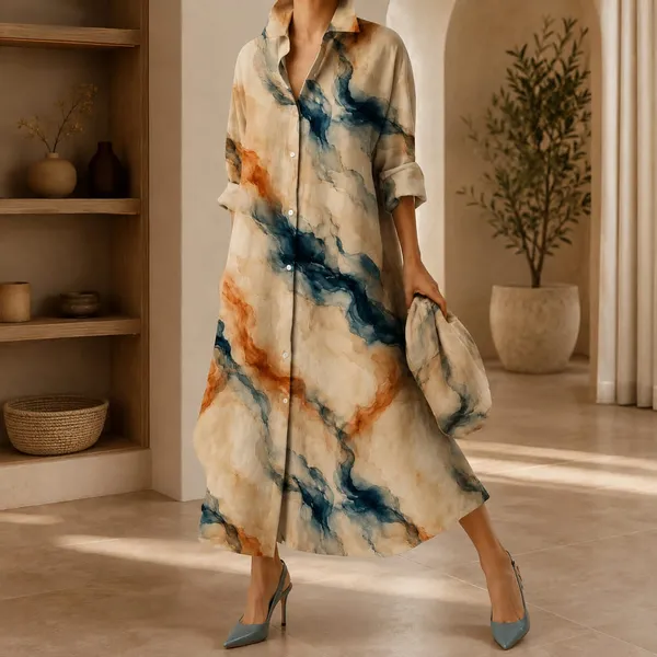 Watercolor_Abstract_Long_Shirt_Dress_For_Women