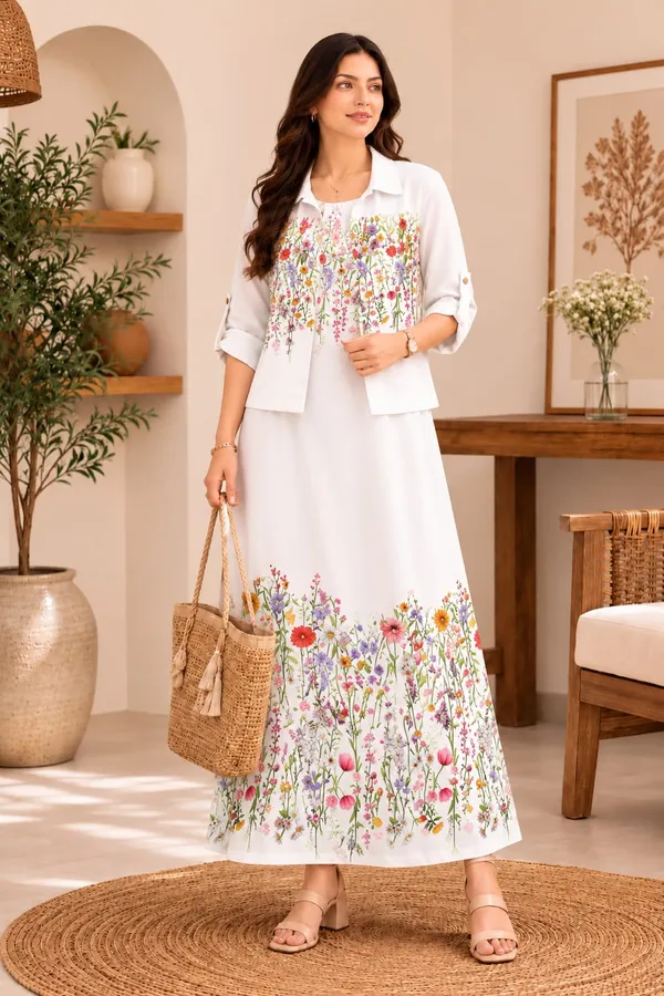 White_Floral_Aura__Removable_Jacket_Gown_