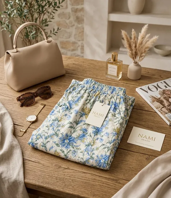 White_Floral_Print_Cotton_Pants_For_Women