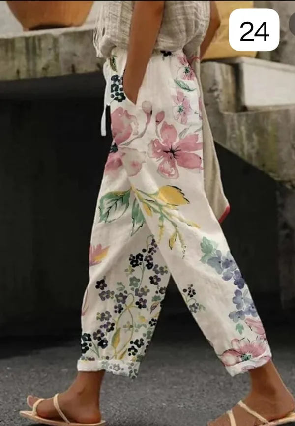 Light_Floral_Print_Cotton_Pants_For_Women