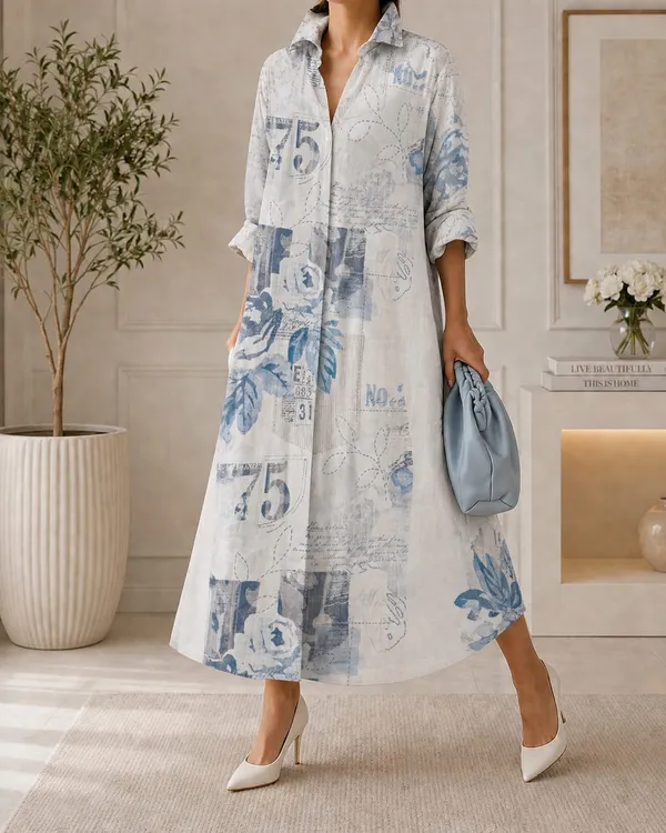 White_Floral_Printed_Shirt_Dress