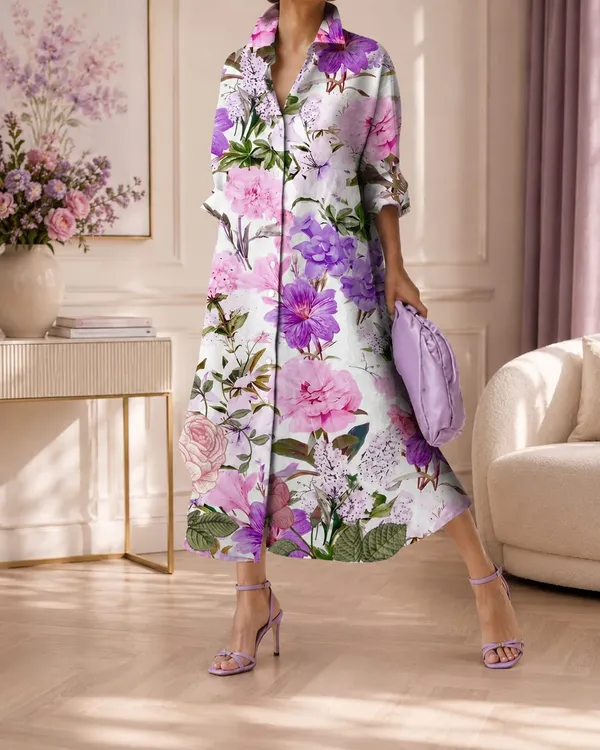 Flower_Purpul_Floral_Printed_Shirt_Dress