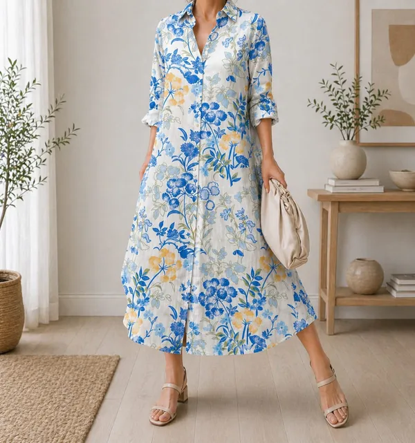 Blue_Floral_Printed_Shirt_Dress