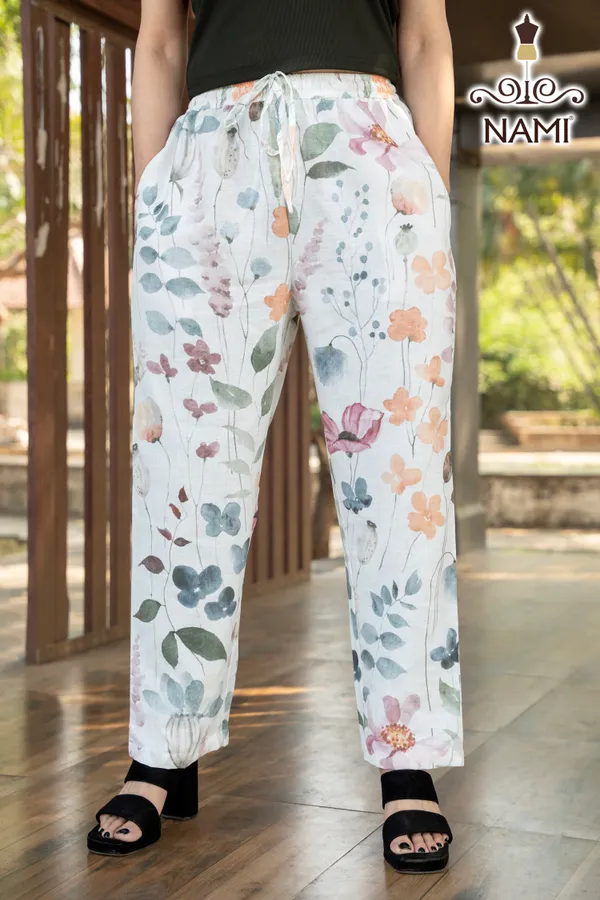 White_Floral_Print_Cotton_Pants