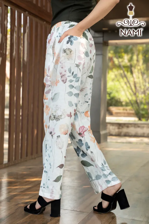 White_Floral_Print_Cotton_Pants