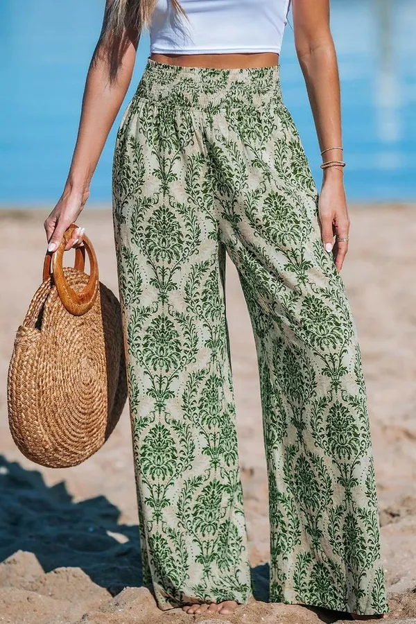 Green_Line_Print_Cotton_Pants_For_Women