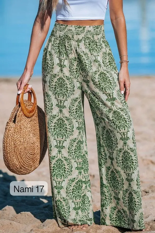 Green_Line_Print_Cotton_Pants_For_Women