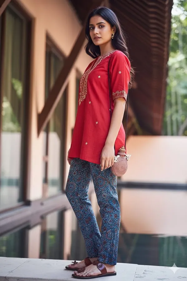 Light_Blue_Azrak_Floral_Print_Cotton_Pants_For_Women