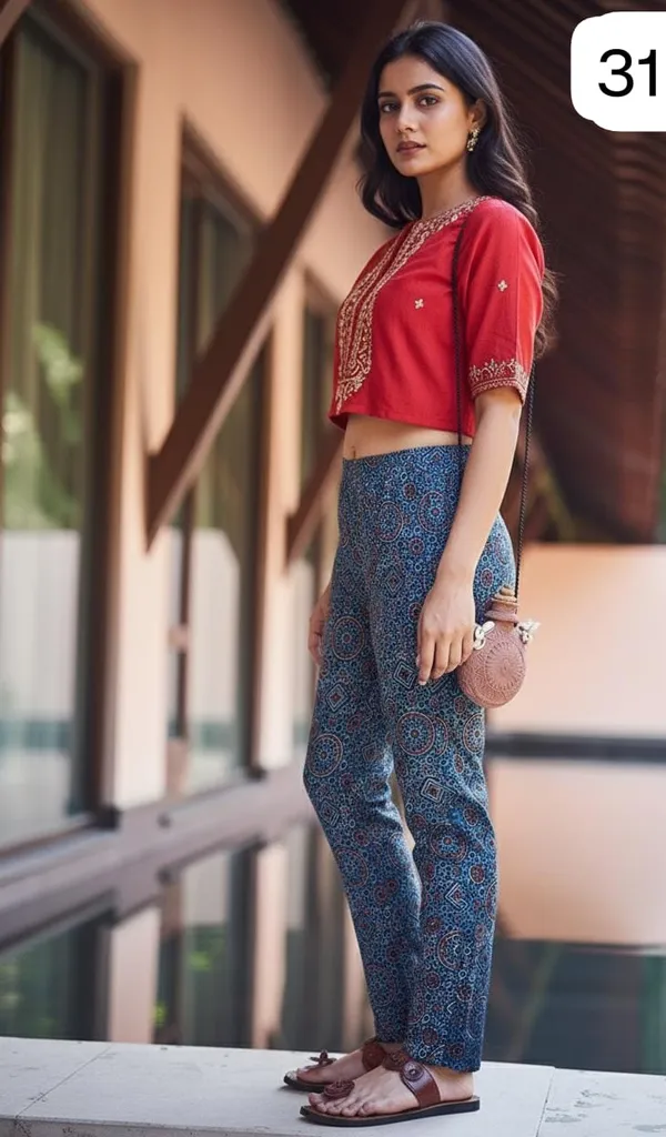 Light_Blue_Azrak_Floral_Print_Cotton_Pants_For_Women