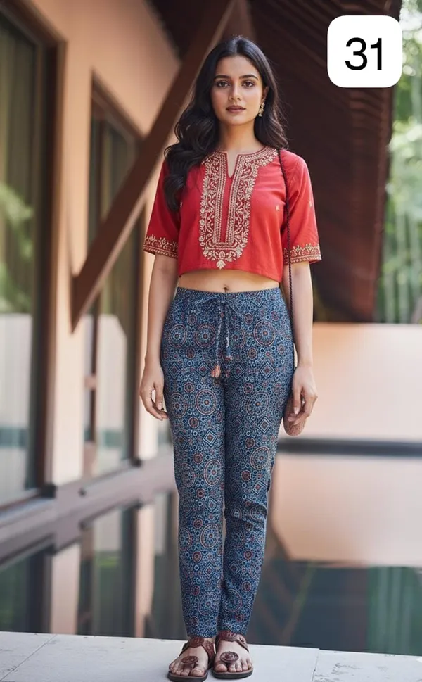 Light_Blue_Azrak_Floral_Print_Cotton_Pants_For_Women