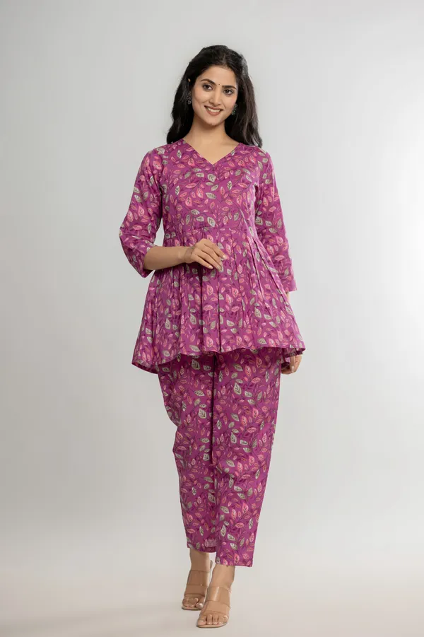 Purple_Premium_Cotton_Floral_Print_Co-Ord_Set_For_Women_&_Girls