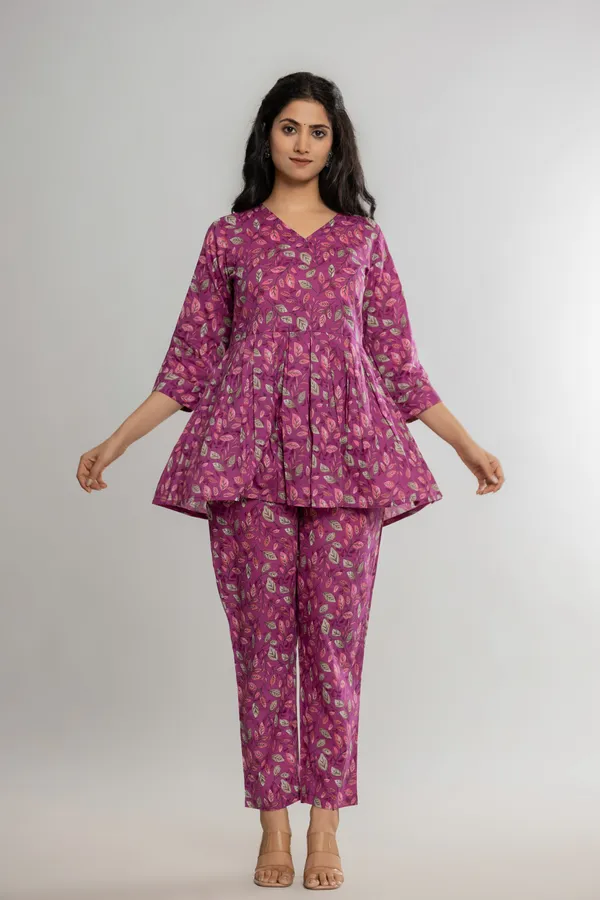 Purple_Premium_Cotton_Floral_Print_Co-Ord_Set_For_Women_&_Girls