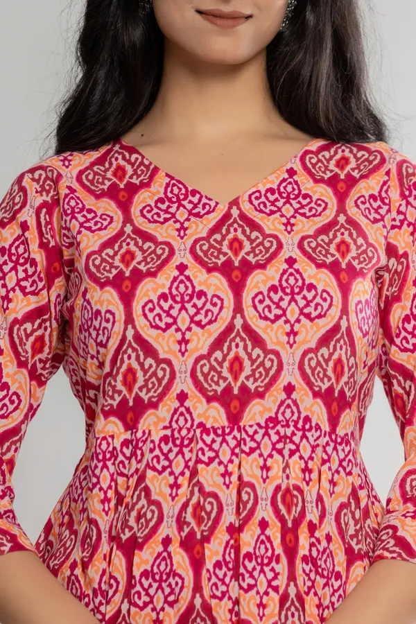 Peach_Premium_Cotton_Floral_Print_Co-Ord_Set_For_Women_&_Girls