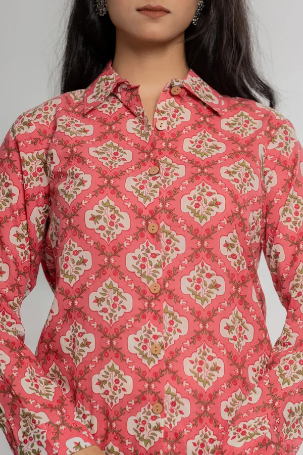 Peach_Premium_Cotton_Floral_Print_Co-Ord_Set_For_Women_&_Girls