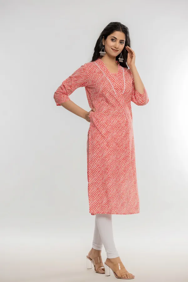 Red_Premium_Cotton_Lahriya_Print_Kurti_For_Women_&_Girls