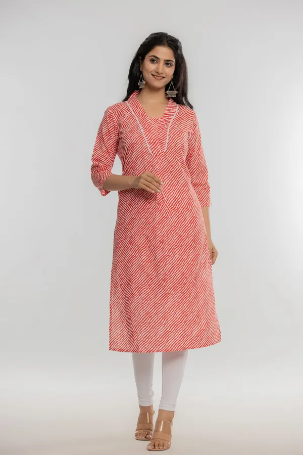 Red_Premium_Cotton_Lahriya_Print_Kurti_For_Women_&_Girls