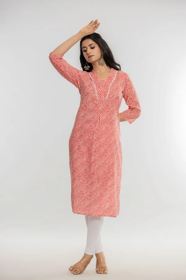 Red_Premium_Cotton_Lahriya_Print_Kurti_For_Women_&_Girls