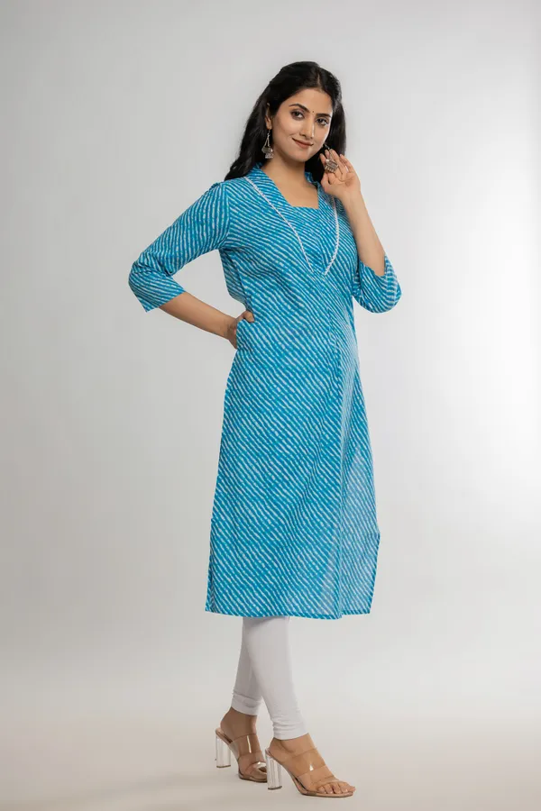 Blue_Premium_Cotton_Lahriya_Print_Kurti_For_Women_&_Girls