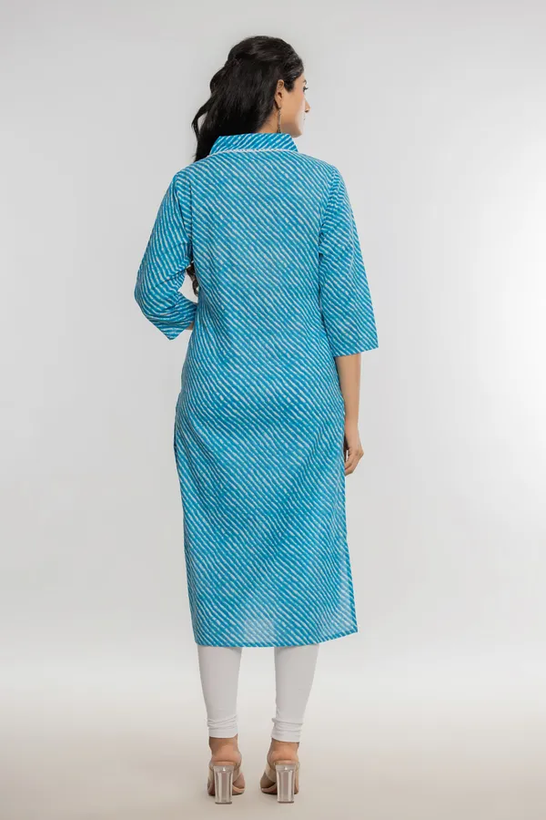 Blue_Premium_Cotton_Lahriya_Print_Kurti_For_Women_&_Girls