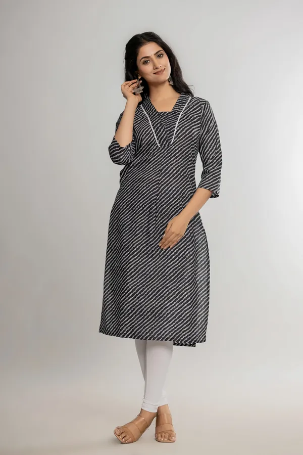 Black_Premium_Cotton_Lahriya_Print_Kurti_For_Women_&_Girls