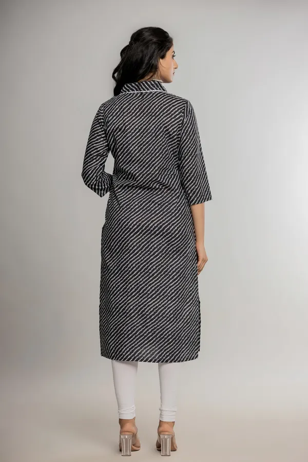 Black_Premium_Cotton_Lahriya_Print_Kurti_For_Women_&_Girls