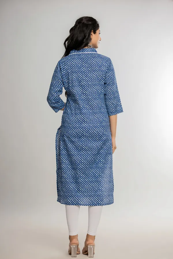 Navy_Blue_Premium_Cotton_Lahriya_Print_Kurti_For_Women_&_Girls