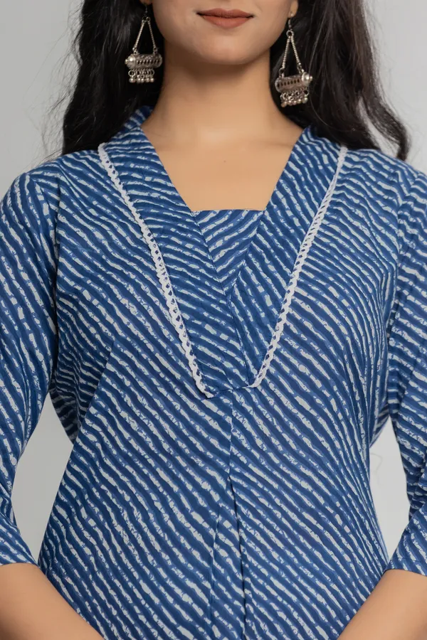 Navy_Blue_Premium_Cotton_Lahriya_Print_Kurti_For_Women_&_Girls