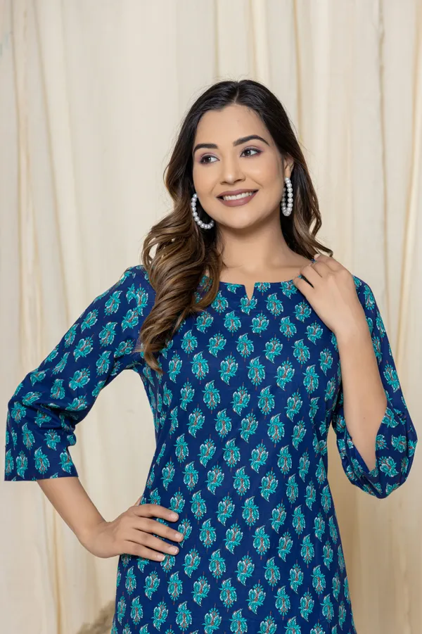 Blue_Premium_Cotton_Floral_Print_Night_Suit_For_Women_&_Girls