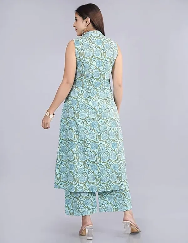 Green_Premium_Cotton_Floral_Print_Kurti_Plazzo_Set_For_Women_&_Girls