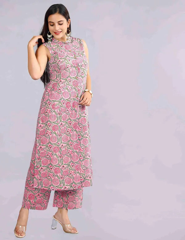 Pink_Premium_Cotton_Floral_Print_Kurti_Plazzo_Set_For_Women_&_Girls