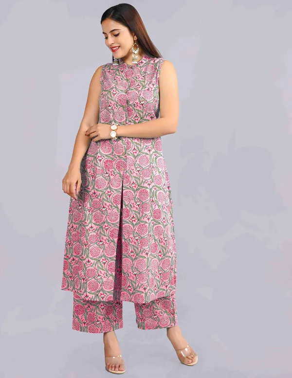 Pink_Premium_Cotton_Floral_Print_Kurti_Plazzo_Set_For_Women_&_Girls