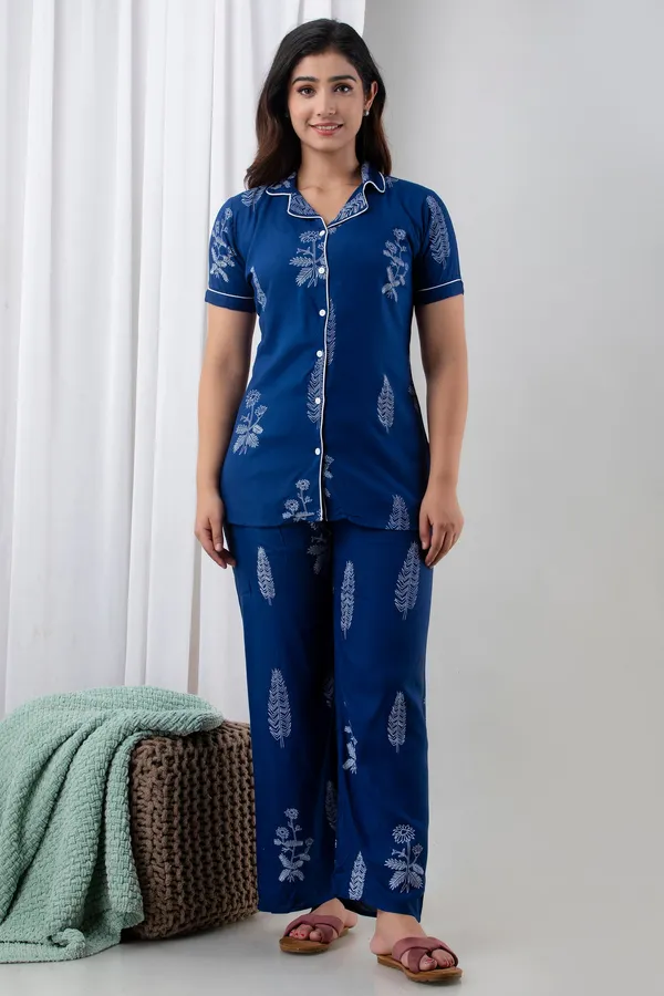 Blue_Rayon_Printed_Night_Suit_Set_For_Women