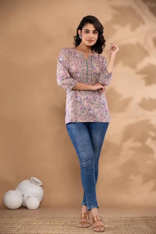 Peach_Cotton_Printed_Tunic_For_Women