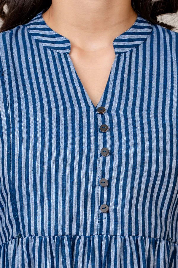 South_Cotton_Blue_Lining_Printed_Flared_Maternity_Dress