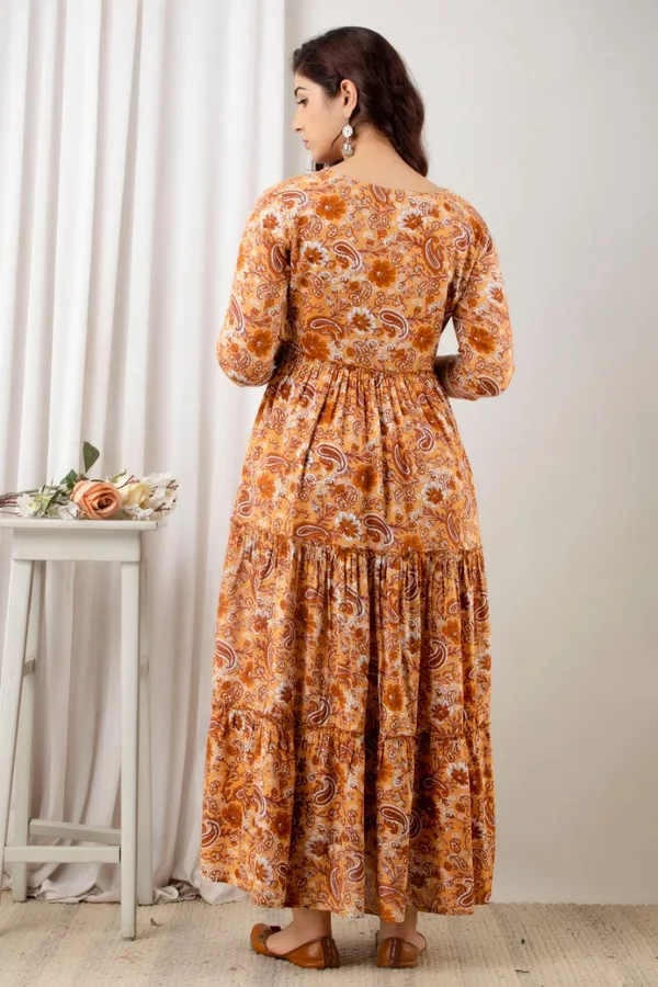 BEIGE_PRINTED_MATERNITY_DRESS