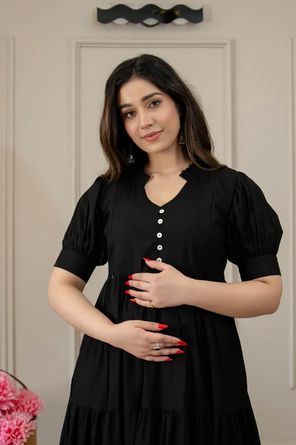 BLACK_MATERNITY_LONG_DRESS