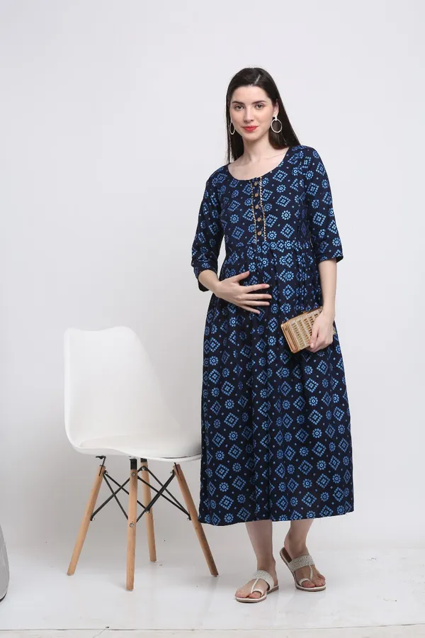 BLUE_BANDHEJ_PRINTED_MATERNITY_DRESS