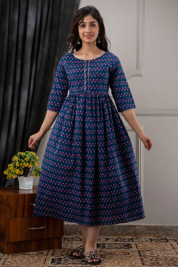 BLUE_BUTTI_PRINTED_MATERNITY_DRESS
