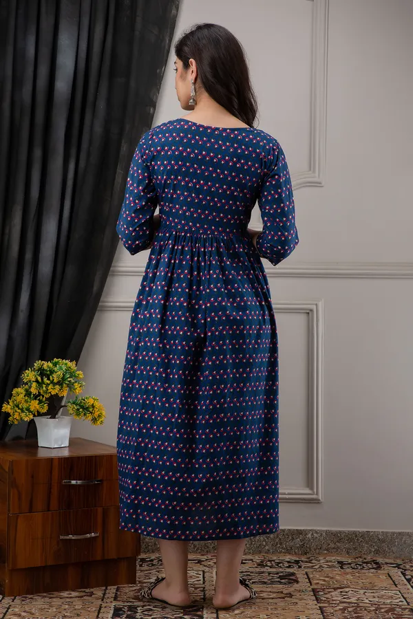 BLUE_BUTTI_PRINTED_MATERNITY_DRESS