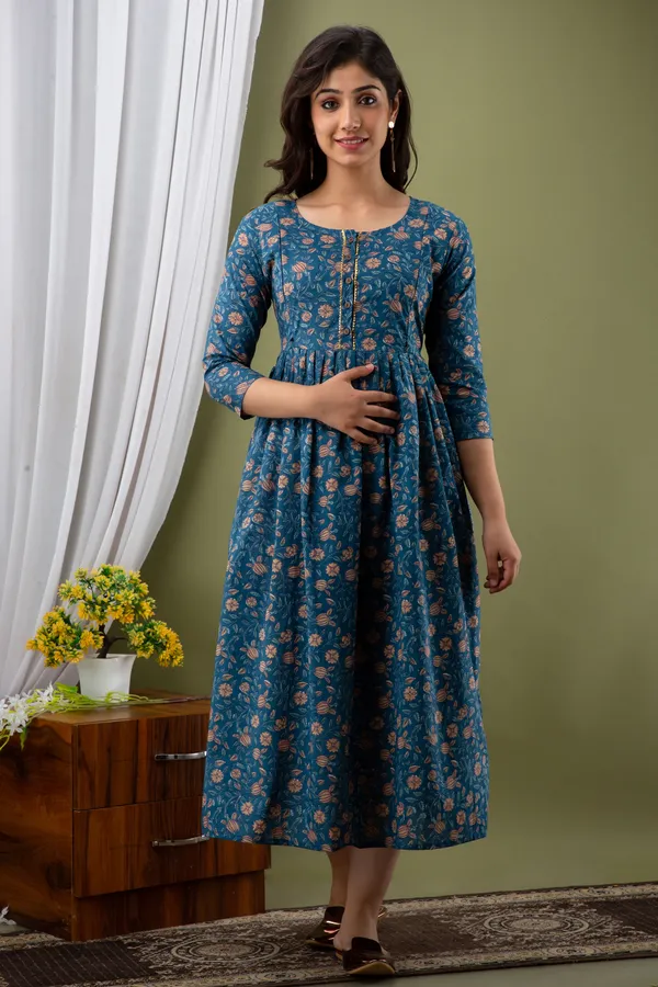 BLUE_FLOWER_MATERNITY_DRESS