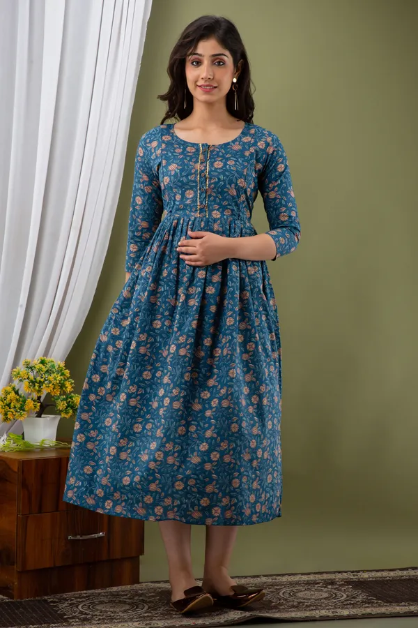 BLUE_FLOWER_MATERNITY_DRESS