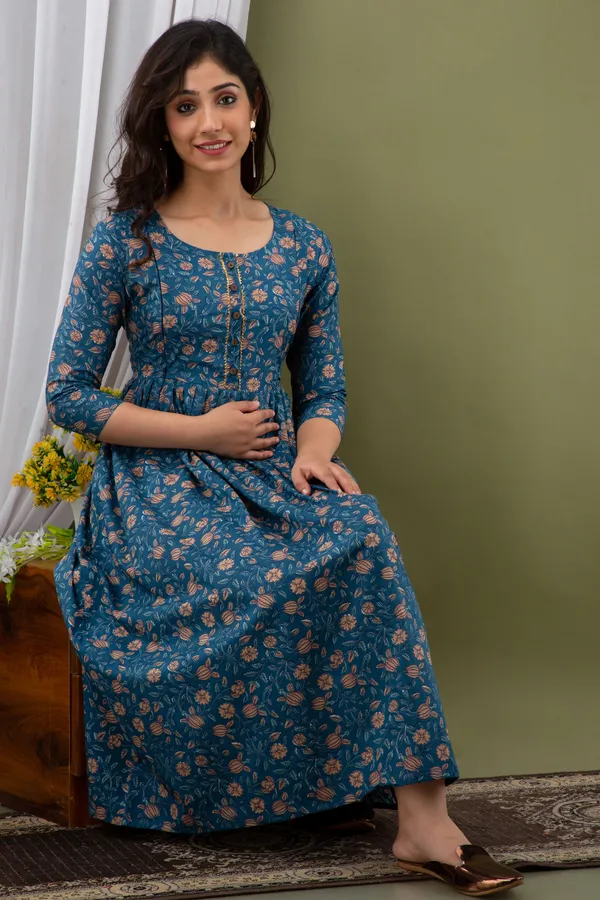 BLUE_FLOWER_MATERNITY_DRESS