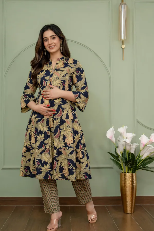 BLUE_MATERNITY_KURTA_PANT_SET_