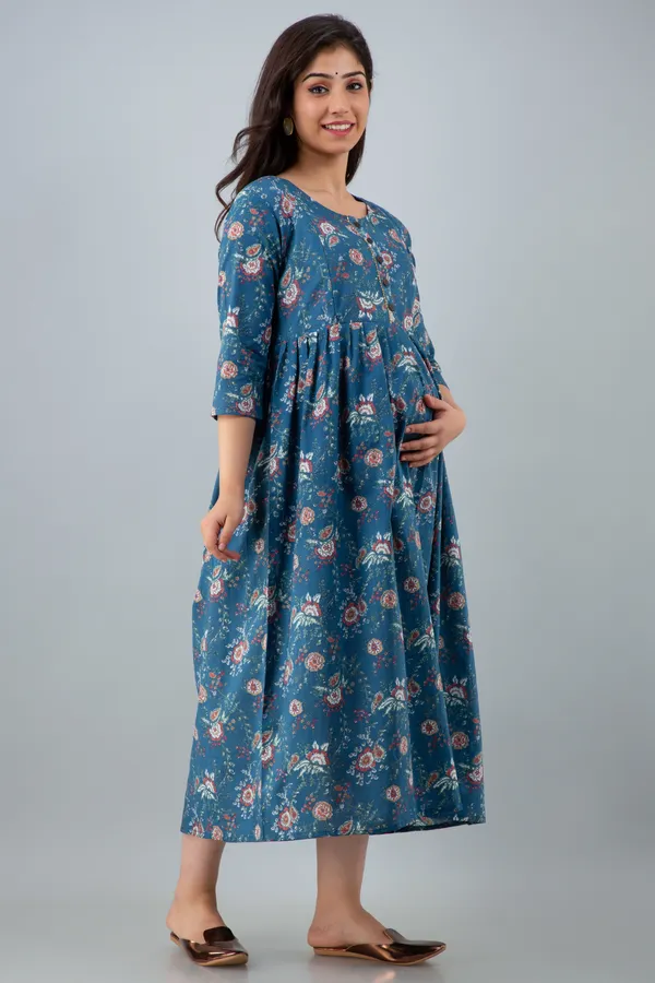 BLUE_PRINTED_MATERNITY_DRESS