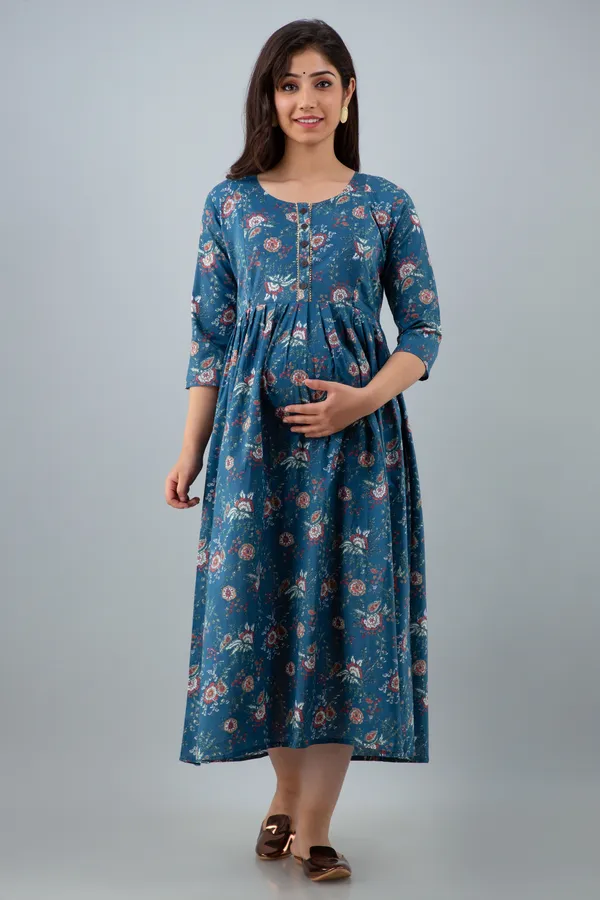 BLUE_PRINTED_MATERNITY_DRESS