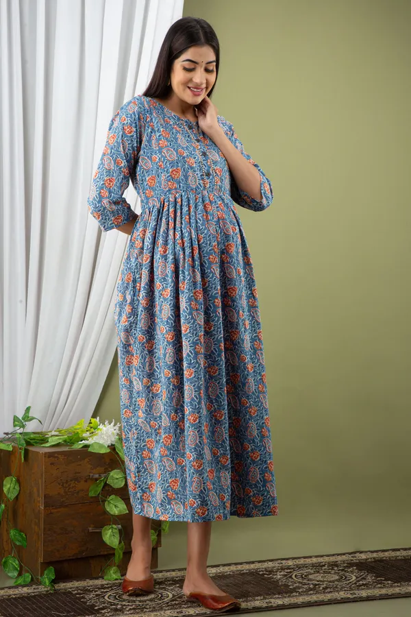 BLUE_PRINTED_MATERNITY_DRESS