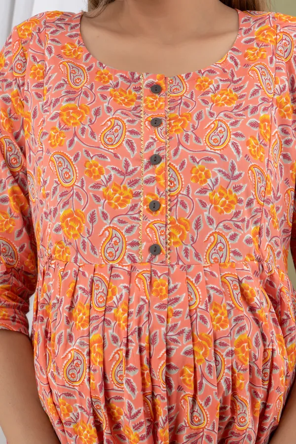 Baby_pink_Cotton_flower_print_maternity_Wear